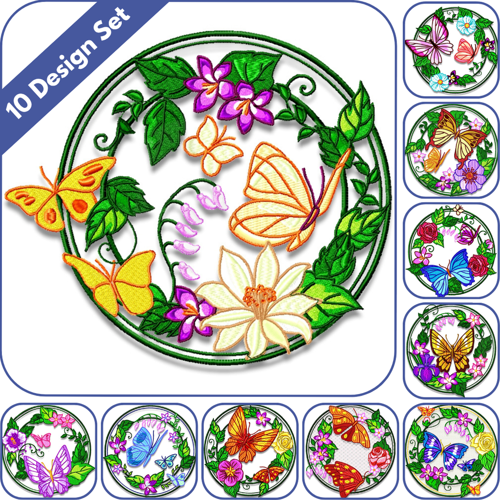 Butterfly Flower Circles Set