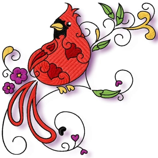 Cardinal Love Machine Embroidery