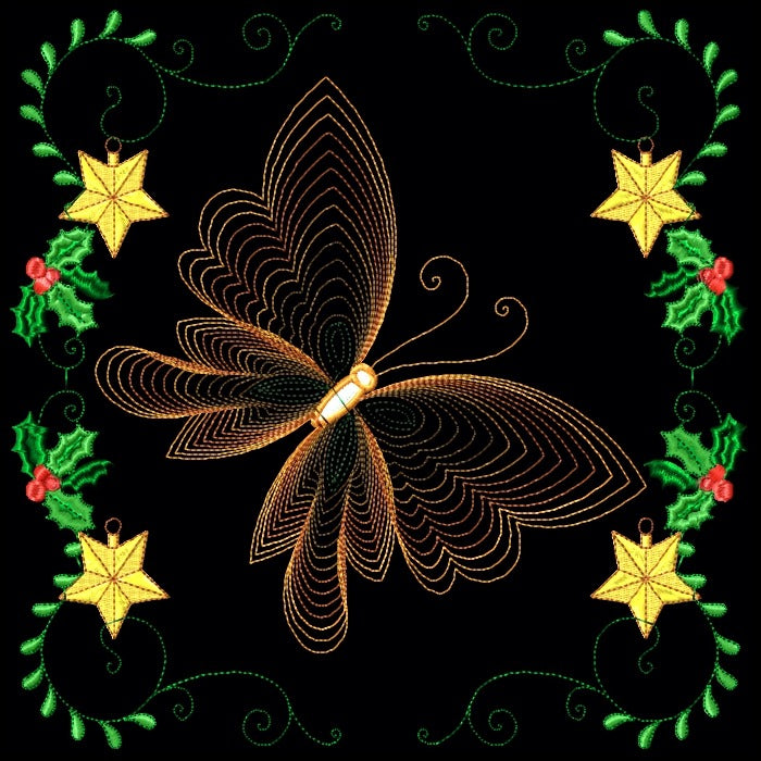 Christmas butterflies line work