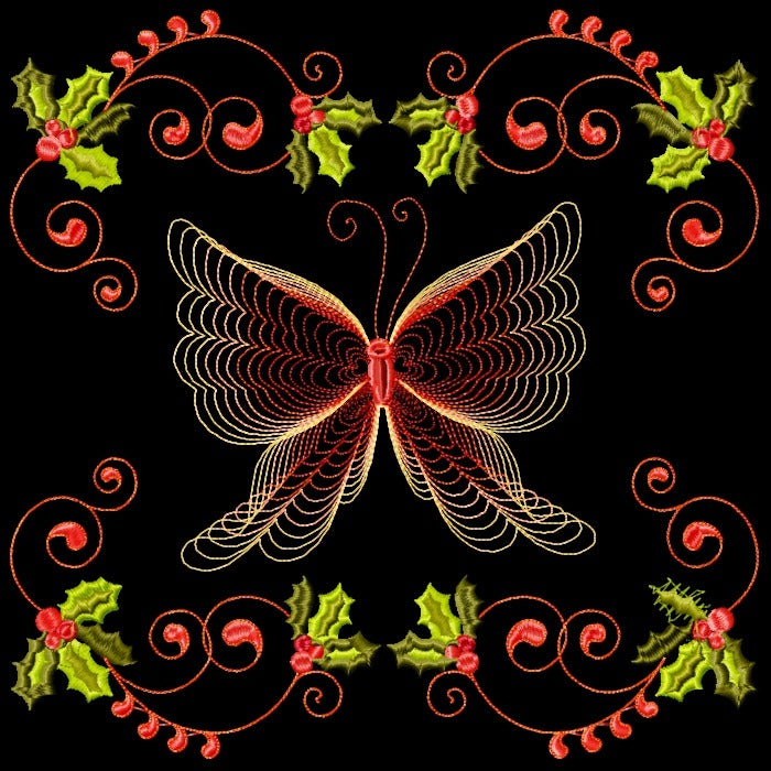 Christmas Butterflies Line Work