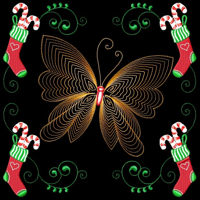 Christmas Butterflies Line Work