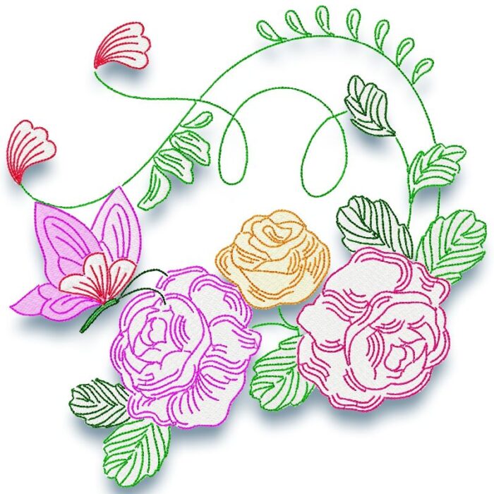 Colour Line Butterflies Floral