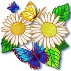 Daisy and Butterflies machine Embroidery