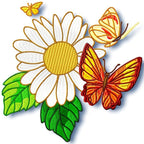 Daisy and Butterflies machine Embroidery