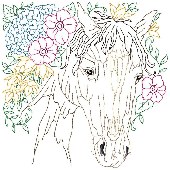Floral Horses Line Work
