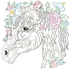 Floral Horses Line Work