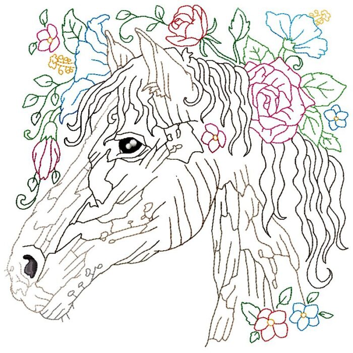 Floral Horses Line Work