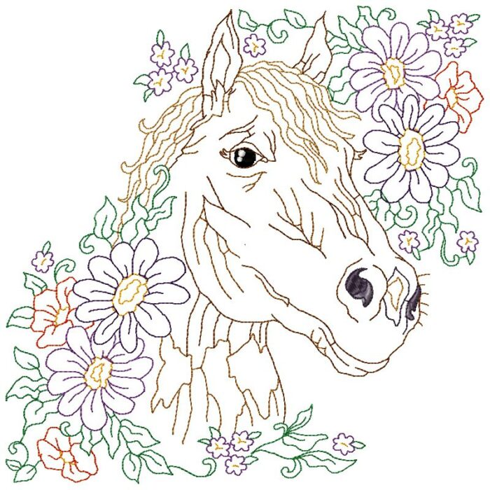Floral Horses Line Work