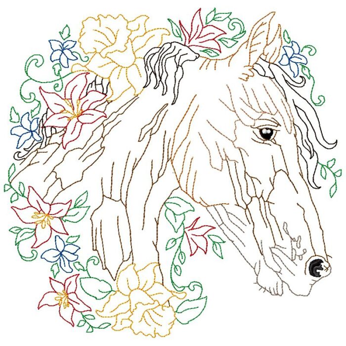 Floral Horses Line Work