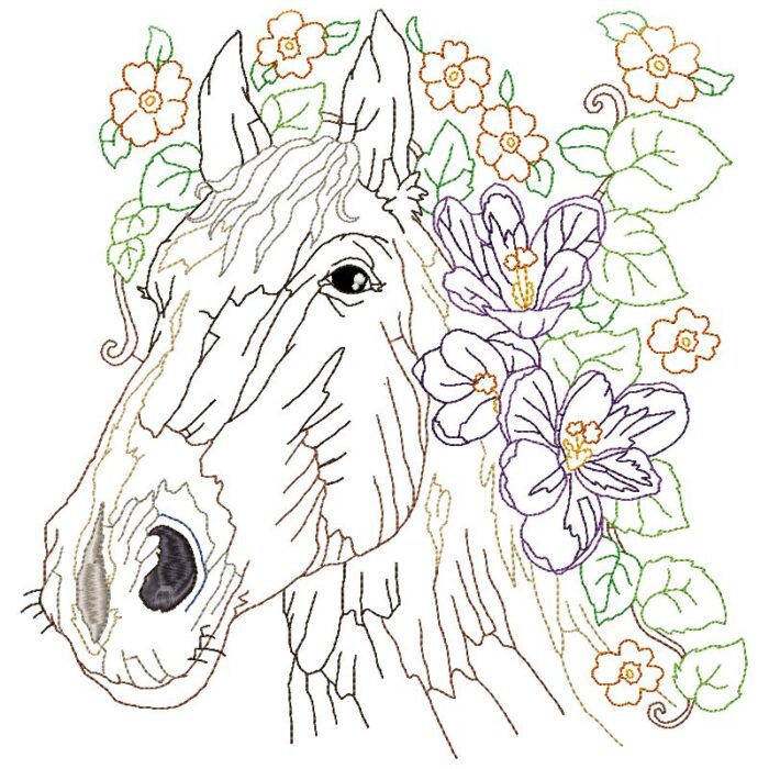 Floral Horses Line Work
