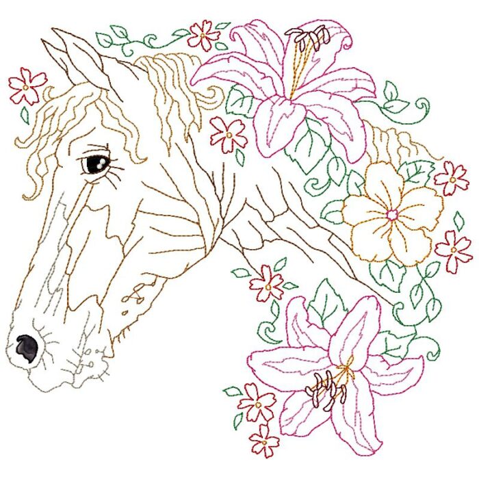 Floral Horses Line Work