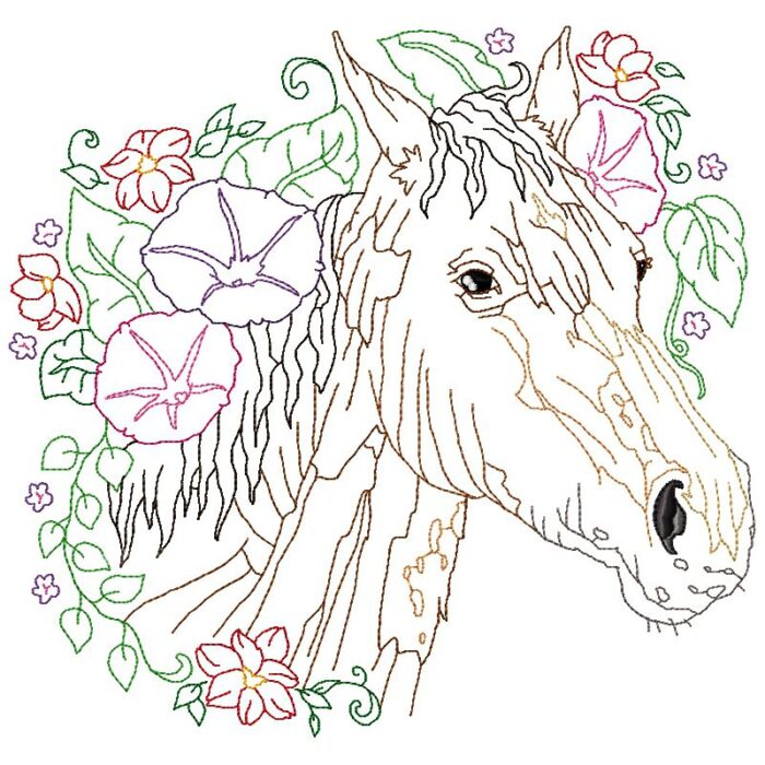 Floral Horses Line Work