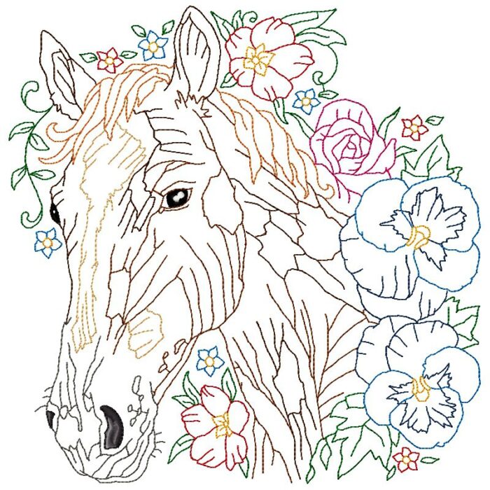Floral Horses Line Work