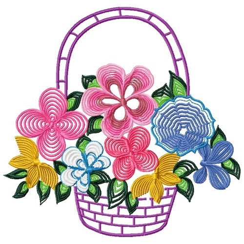 Flower Baskets Line Work