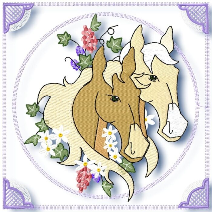 Horses profile blocks machine embroidery