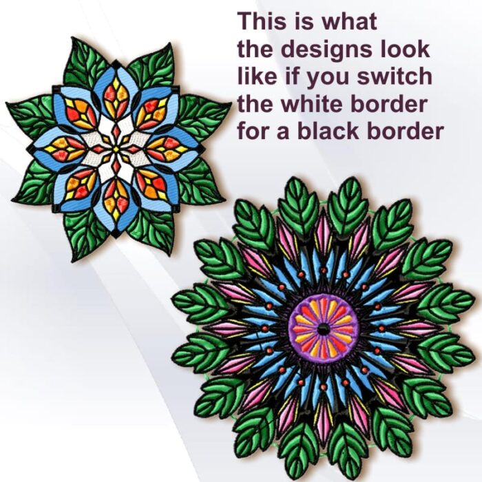 Leafy Flower Circles machine embroidery
