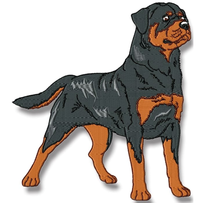 Realistic Rottweiler Machine Embroidery