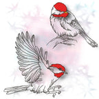 Redcap Bird in linework machine embroidery