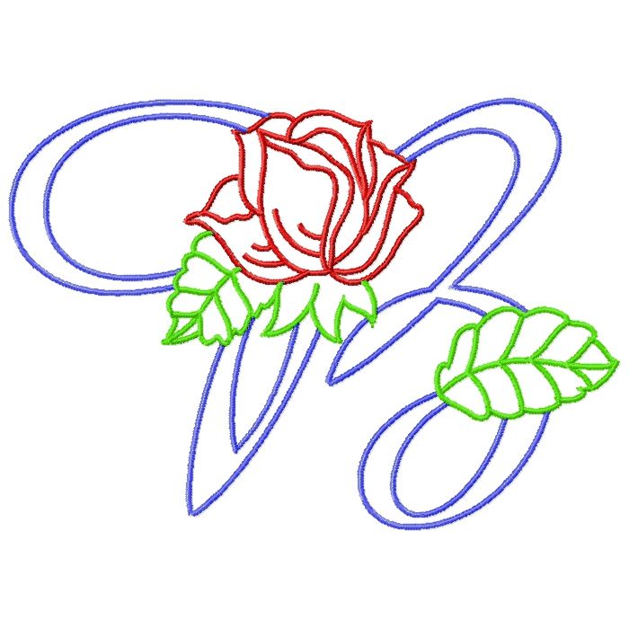 Rose Outline Alphabet