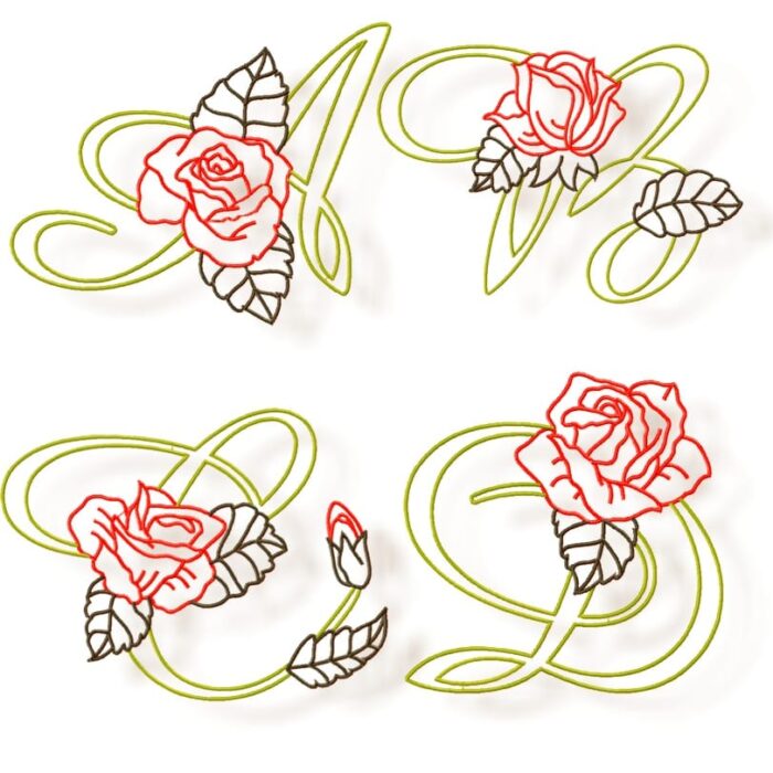 Rose Outline Alphabet