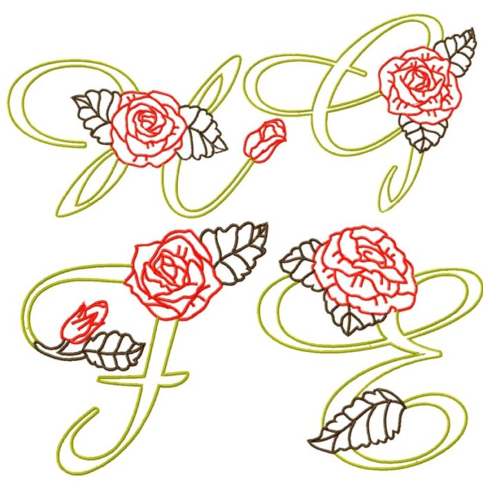 Rose Outline Alphabet