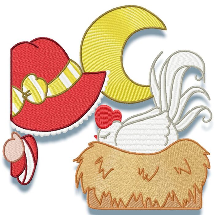 Sunbonnet Sally and Roosters