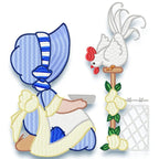 Sunbonnet Sally and Roosters