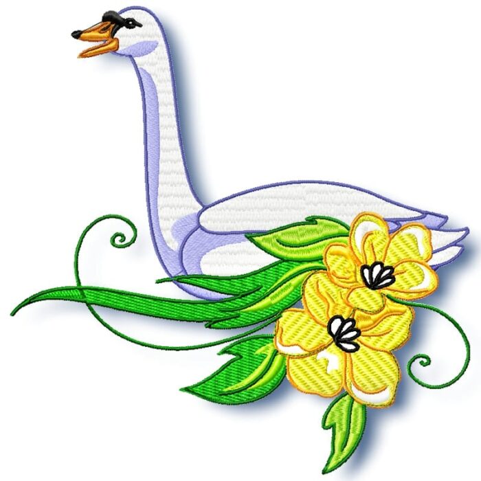 Swan With Flowers
