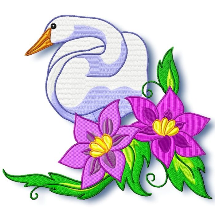 Swan With Flowers