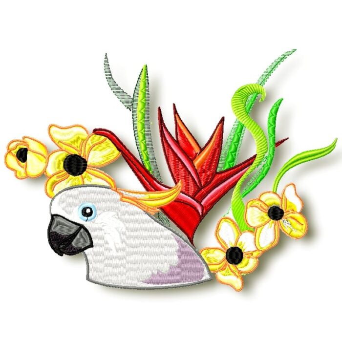 Tropical Birds machine embroidery
