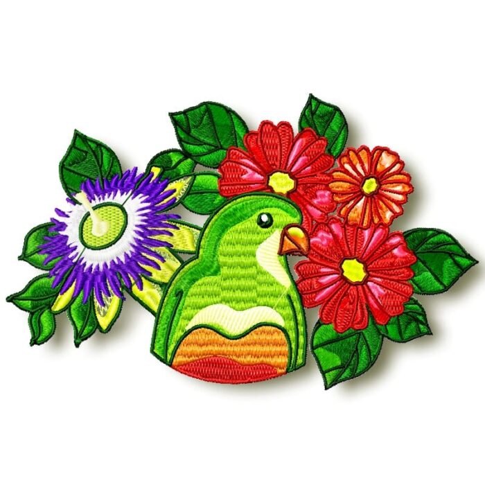 Tropical Birds machine embroidery