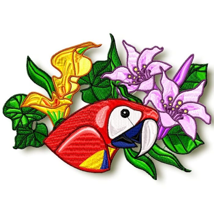 Tropical Birds machine embroidery