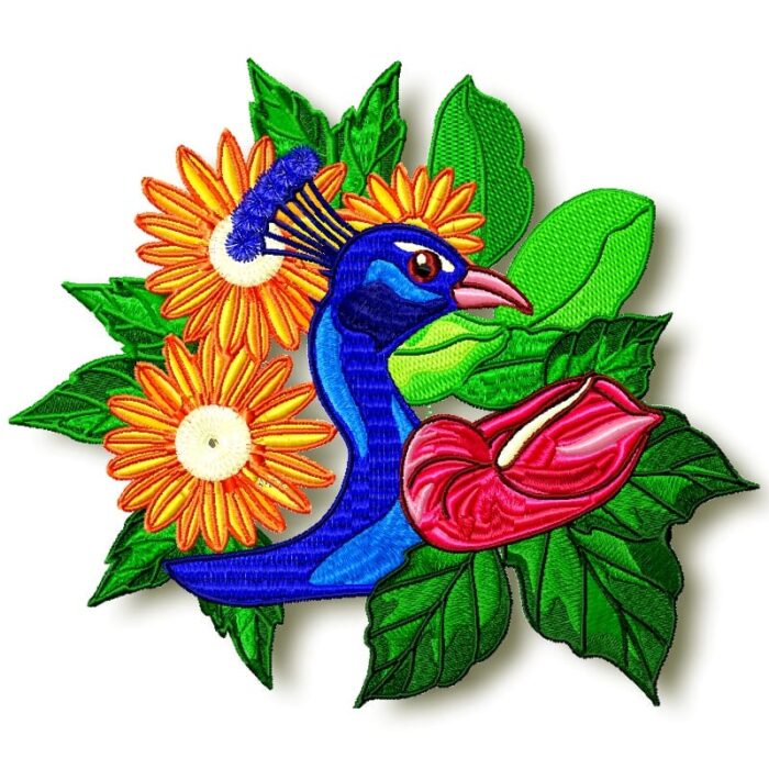 Tropical Birds machine embroidery
