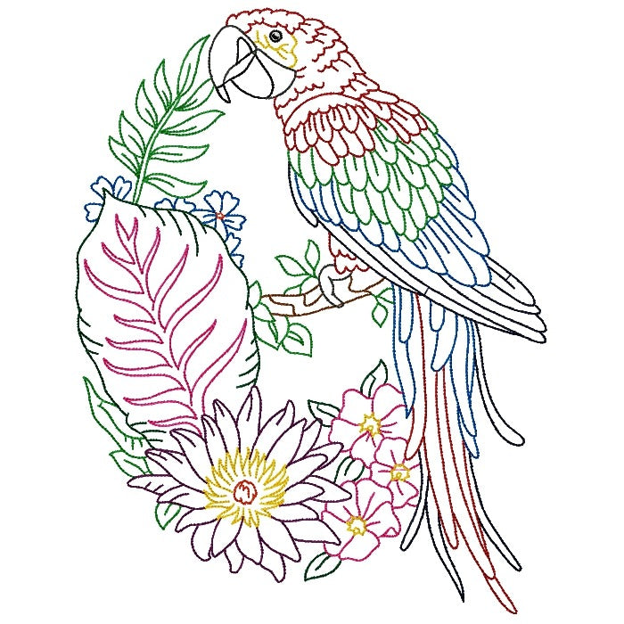 Tropical Birds Line Work