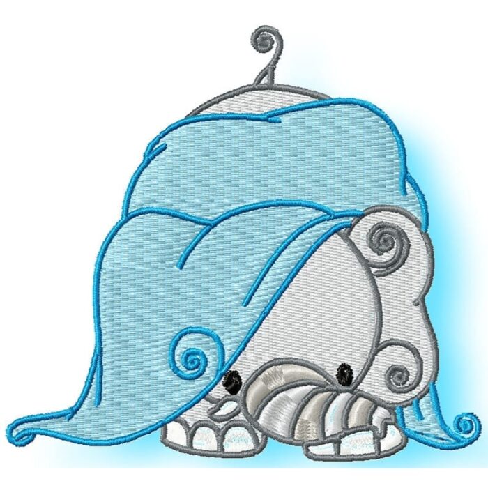 Bath time Elephants machine embroidery
