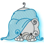 Bath time Elephants machine embroidery