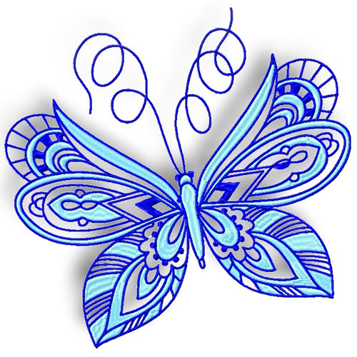 Blue Butterflies Line Work