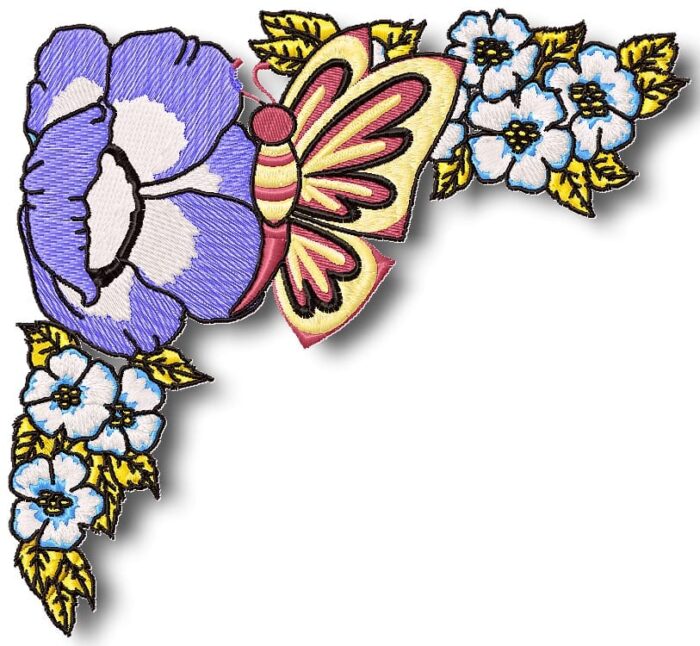 Butterfly Corners machine embroidery