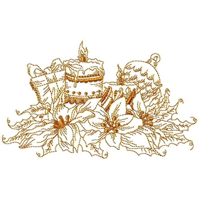 Christmas Candles Redwork