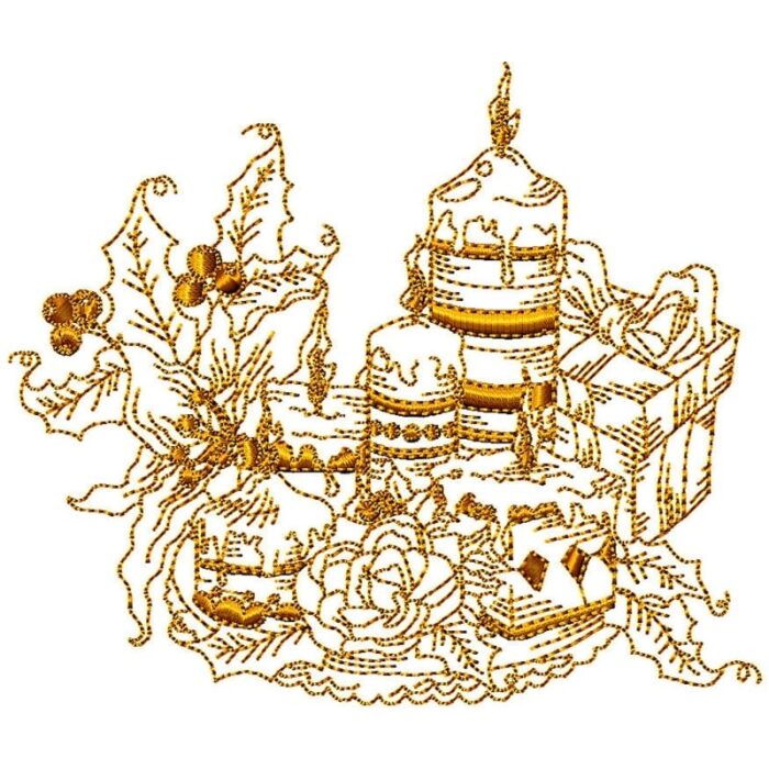 Christmas Candles Redwork