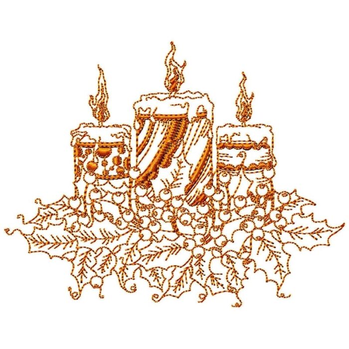 Christmas Candles Redwork