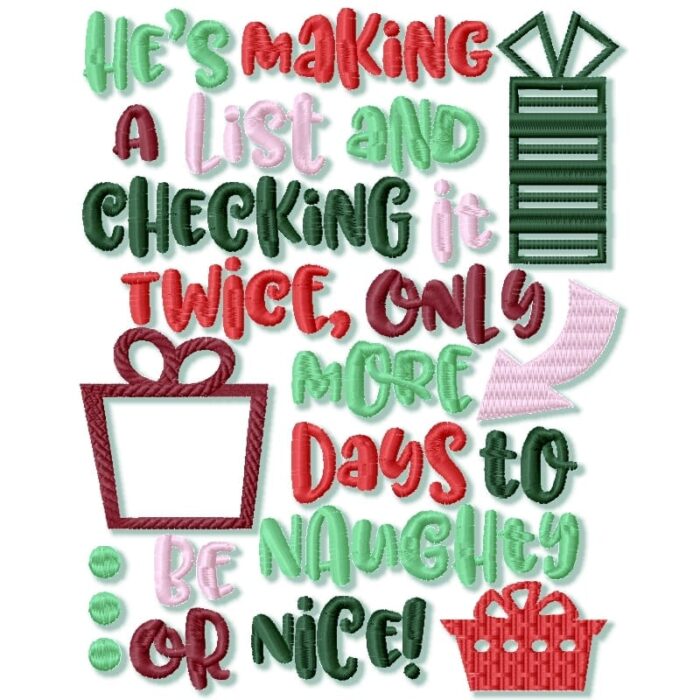 Days Till Christmas machine embrodiery