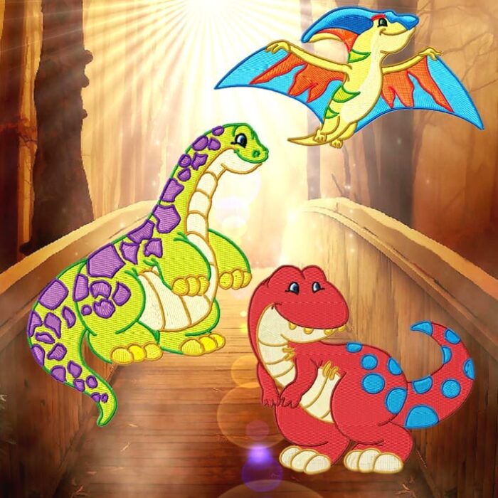 Dynamic Dino machine embroidery