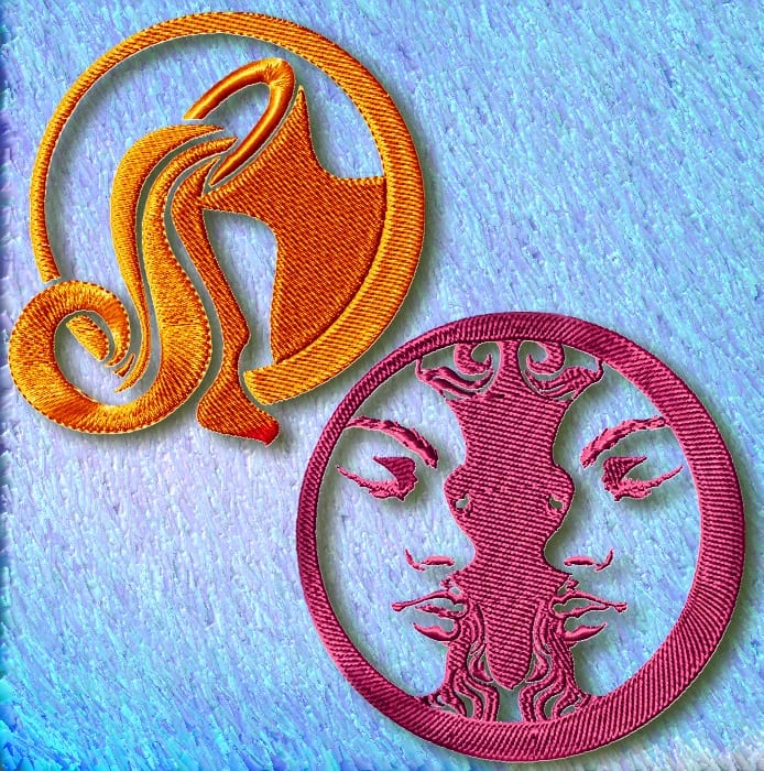One Colour Zodiac machine embroidery