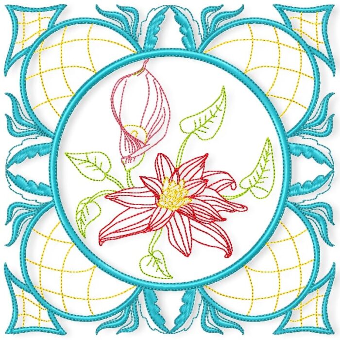 Colour Line Floral Blocks machine embroidery