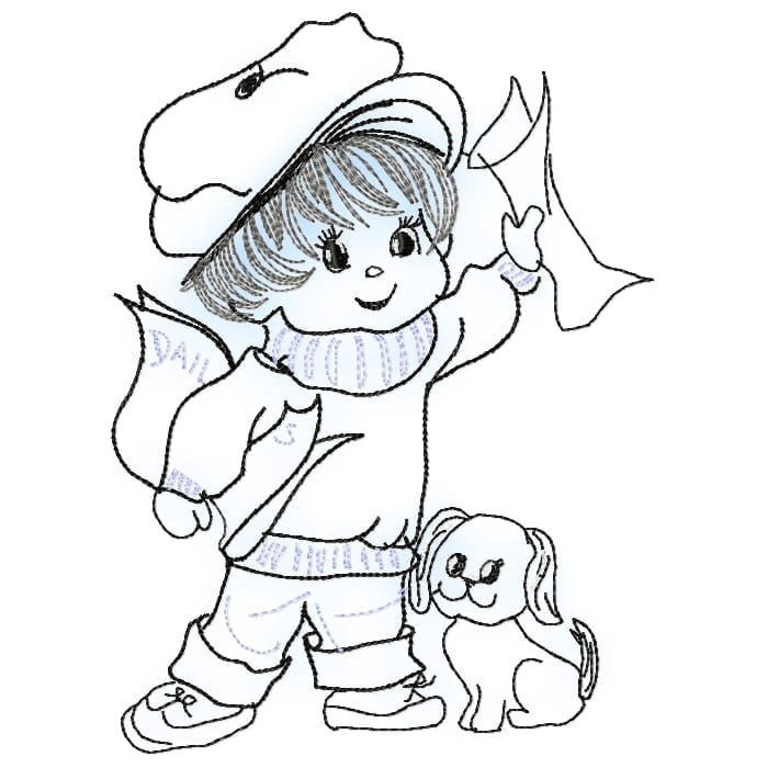 Vintage Girl Line Work