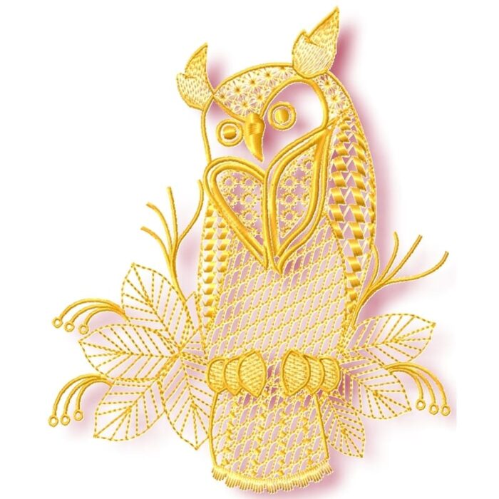 owl patterned machine embroidery