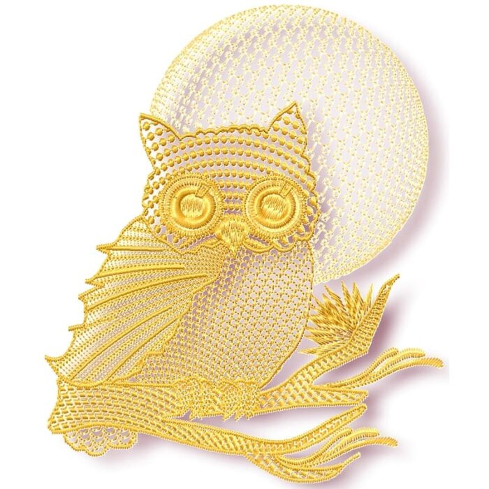 owl patterned machine embroidery