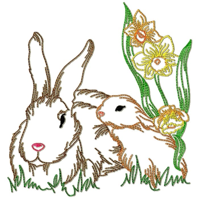 Rabbits Colourline machine embroidery