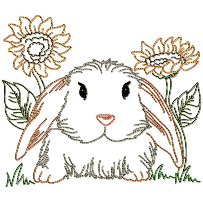 Rabbits Colourline machine embroidery
